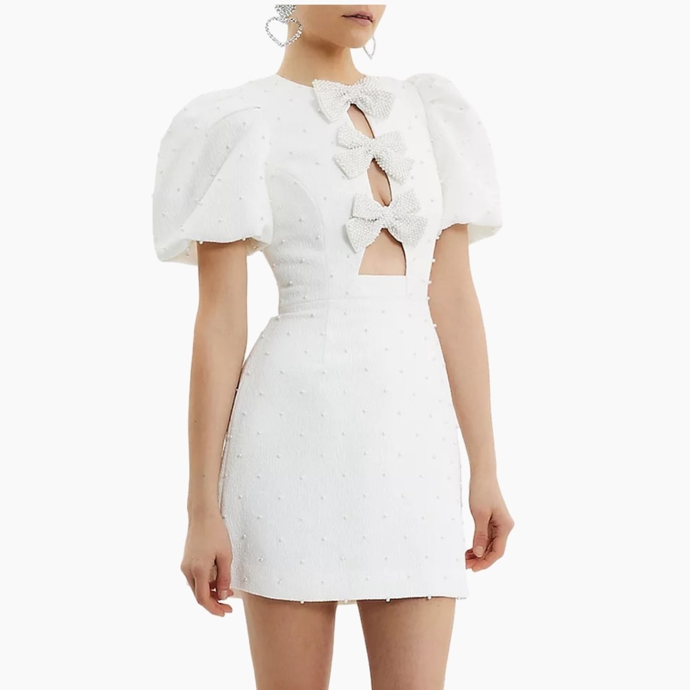 Rebecca Vallance Ophelia Pearl-Embellished Crepe Minidress size 4